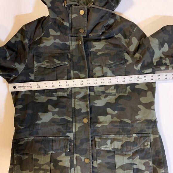 Lucky Brand Women's Camouflage‎ ZIp Snap Military Hooded Utility Jacket Size M - Picture 10 of 12